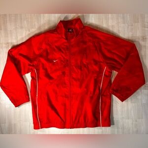Nike Red Full Zip Track Jacket Windbreaker. Tornadoes On Back. XL Mesh Lining.
